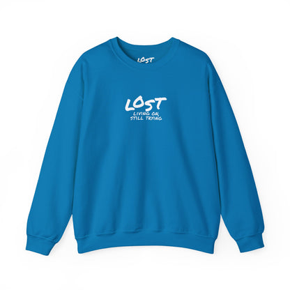 Living On Still Trying Crewneck Sweatshirt - Sapphire